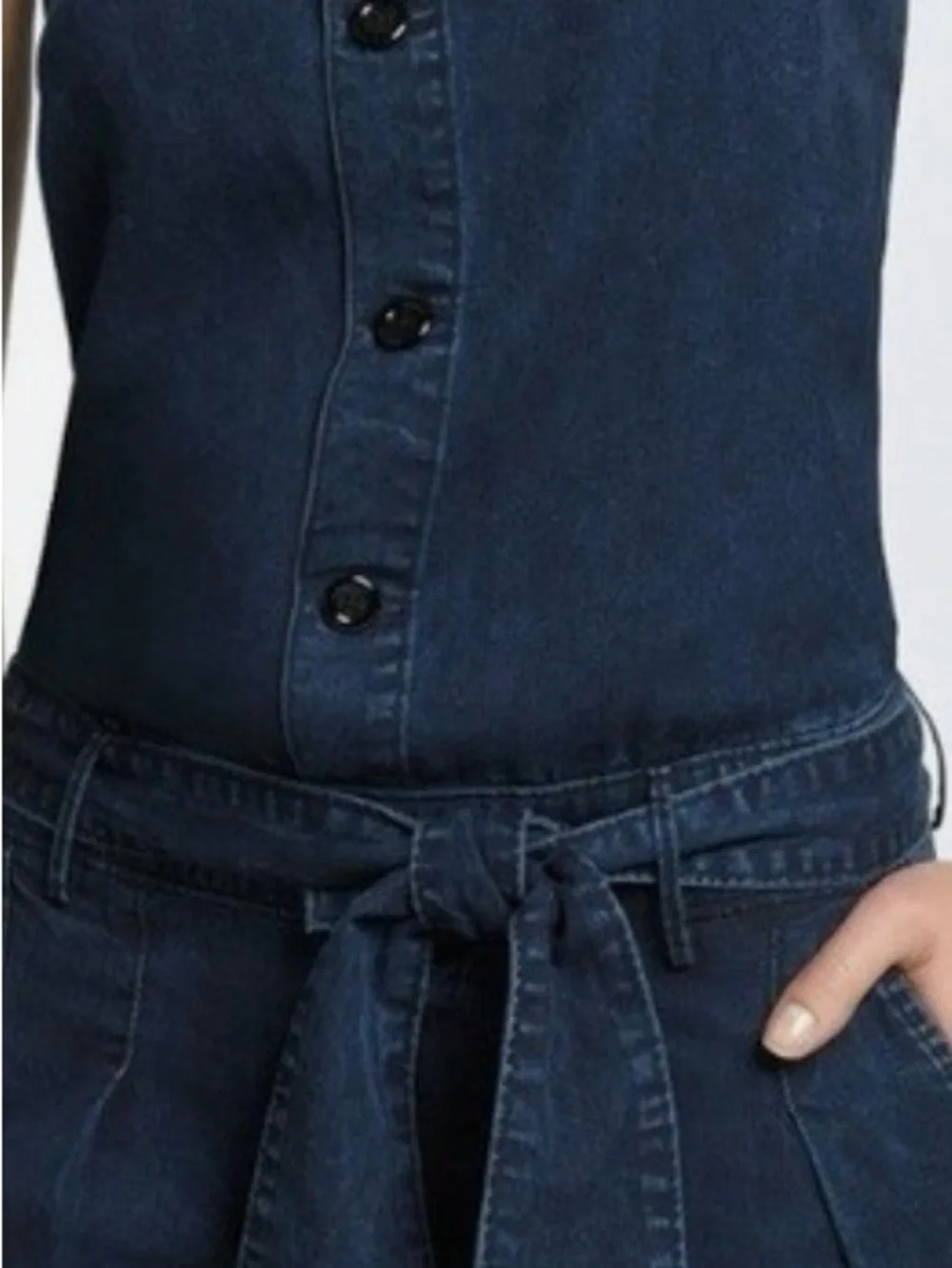 Rich & Skinny 100% Lyocell “Peachy” Soft Denim Strapless Tie-Waist Romper